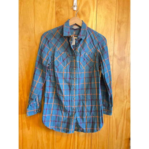 Size XS Duluth Trading Blue Women's Flannel - Picture 1 of 3
